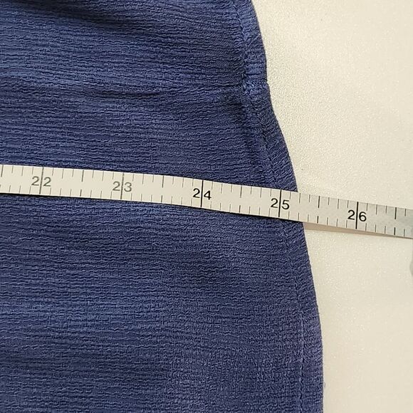 Democracy Ruffle Cap Sleeve Woven Top Blue Die Cut Lace Front Women's XL NWT - Picture 10 of 10